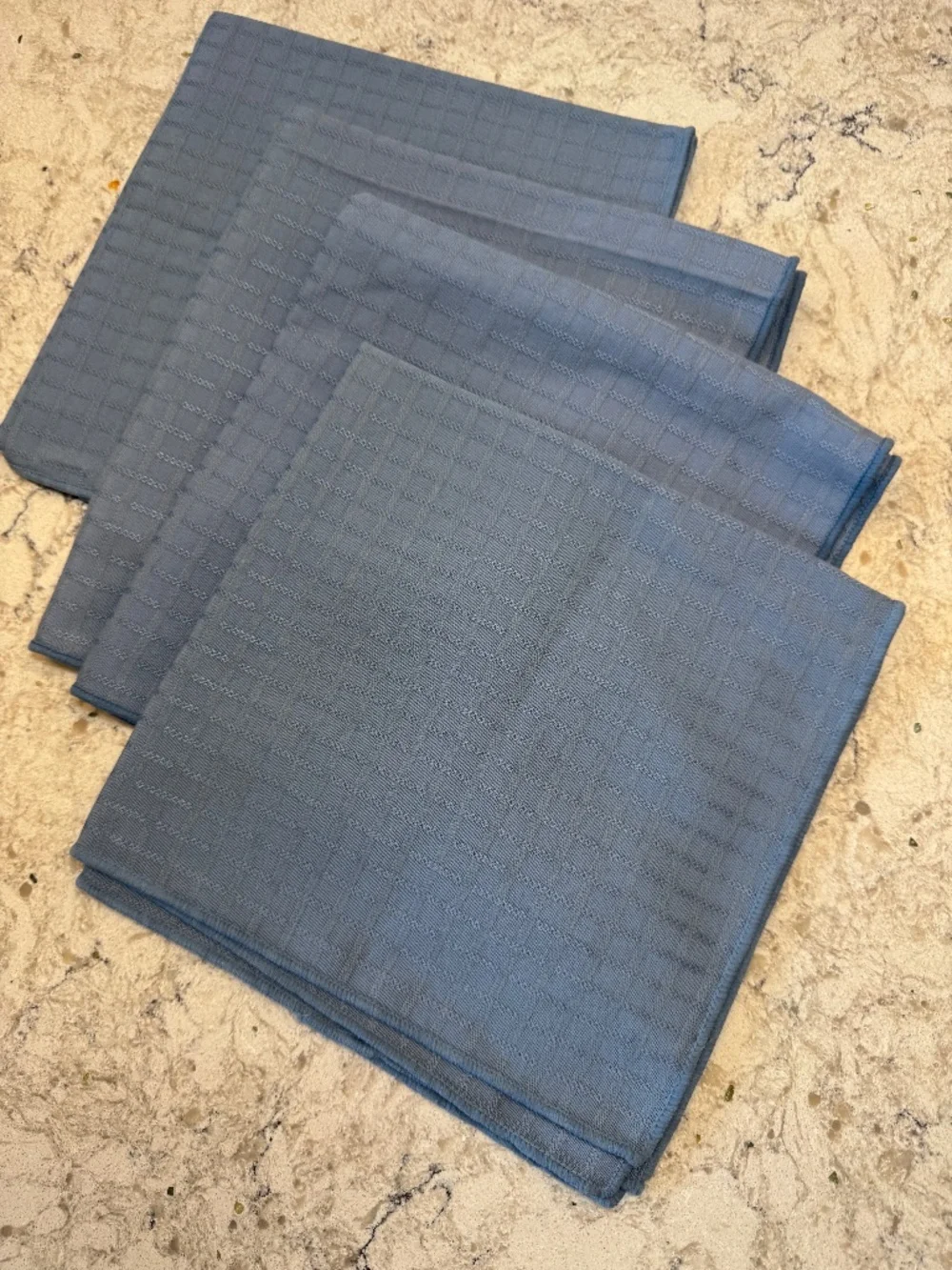 Fieldcrest Royal Velvet Set of 4 Dinner Napkins Checker pattern Light Blue